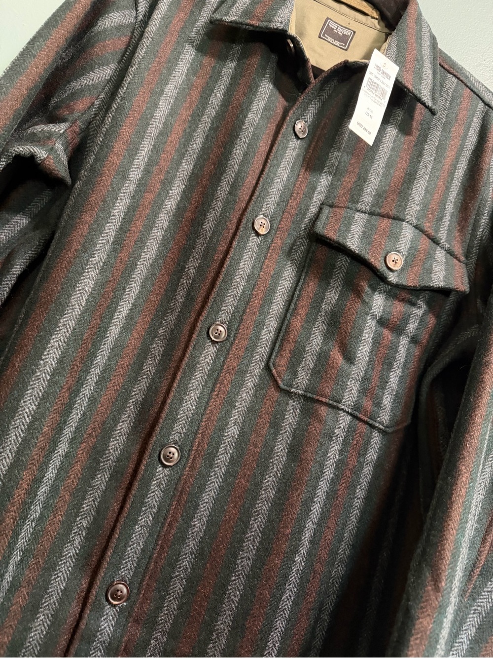 Todd Snyder Wool Plaid Striped Utility Shirt Jacket Men’s Medium $298 NEW - Picture 6 of 16